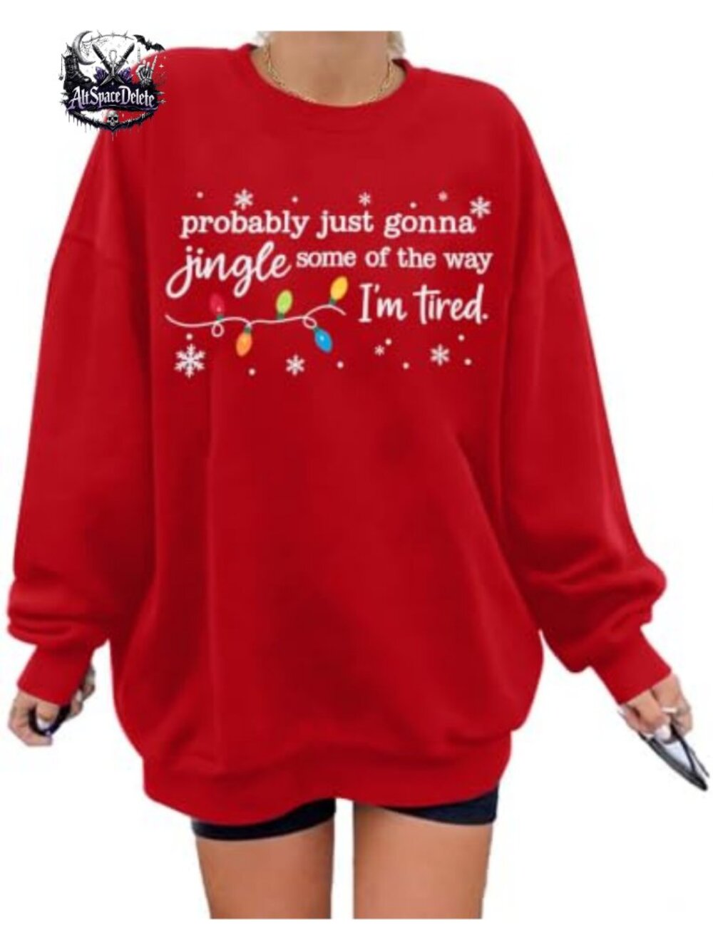 Oversize Christmas Graphic Sweatshirt Cotton Poly Crew Neck Pullover